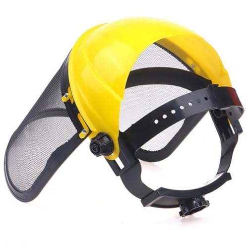 Keuyeo Casco De Seguridad para Recortadora De Césped De Jardín De Acero Inoxidable con Máscara Protectora De Malla De Completa para Desbrozadora Protección Forestal