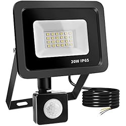 Focos Con Sensor De Movimiento Amazon Realky 20W Foco LED Exterior con Sensor de Movimiento, IP65 Impermeable Foco Proyector LED Exterior, 6500K Blanco Frío Floodlight para Casa, Garaje, Patio, Terraza, Campo