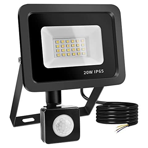 Realky LED Strahler mit Bewegungsmelder, 20W 2000LM Außenstrahler 6500K Kaltweiß Superhell Scheinwerfer LED Fluter IP65 Wasserdichter, Aussenlampe mit Bewegungsmelder für Garten, Innenhöfe, Garage Cover