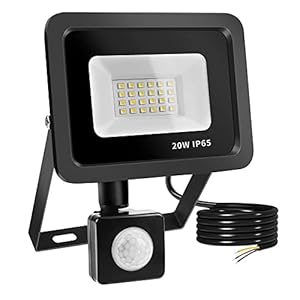 Realky LED Strahler mit Bewegungsmelder, 20W 2000LM Außenstrahler 6500K Kaltweiß Superhell Scheinwerfer Fluter IP65 Wasserdichter, Aussenlampe für Garten, Innenhöfe, Garage