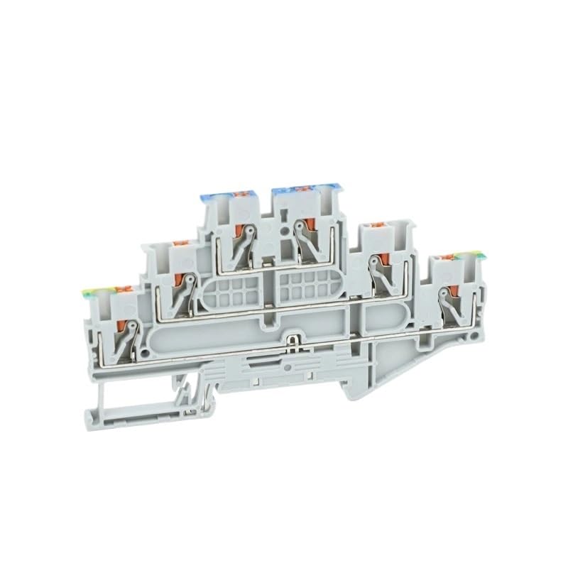 Morsettiera su guida a 3 livelli PT2.5-PE/L/N da 10 pezzi | Connettore di protezione elettrica da 2,5 mm² di messa a terra modulare push-in dello strato inferiore(Plug-in Bridge)