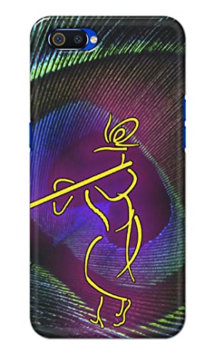 Image of PRINTFIDAA Lord Krishna On Peacock Feather Hard Back Cover for Realme C2 / Oppo A1K, RMX1941, CPH1923 Back Cover -(P6) KAT1007