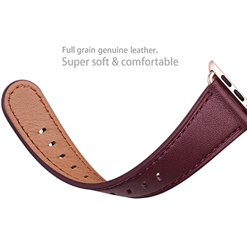WFEAGL Pulseiras de Couro Compatíveis com Apple Watch 42mm 44mm 45mm 49mm, Pulseira de Cauda Redonda