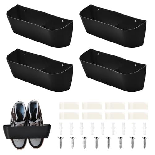 Zuxbolf 4 Pz Portascarpe da Parete per Camper,Portascarpe da Campeggio da Appendere,Organizer per Scarpe da Campeggio con Autoadesivo per Camper, Bagno,Soggiorno, Plastica