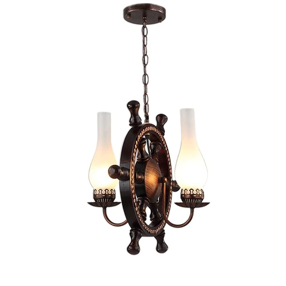 Lustre suspendu E27 bois fer plafonnier style industriel bar restaurant café