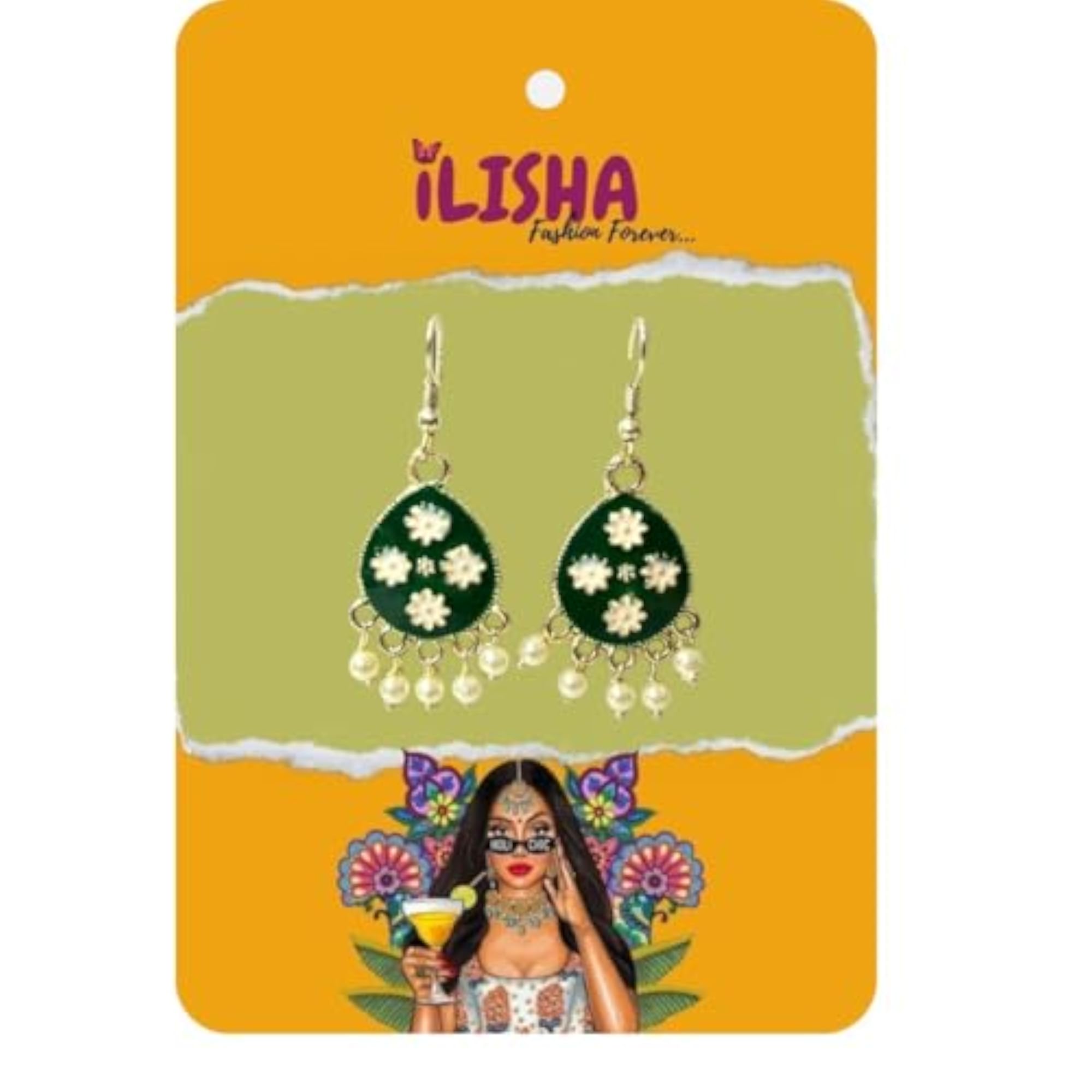 Women's Multi Colour Meenakari Kundan Dangle Earrings