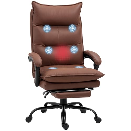 Vinsetto Fauteuil de Bureau massant et Chauffant, Chaise de Bureau, Chaise Ergonomique avec Hauteur réglable, Dossier inclinable et télécommande Filaire,...