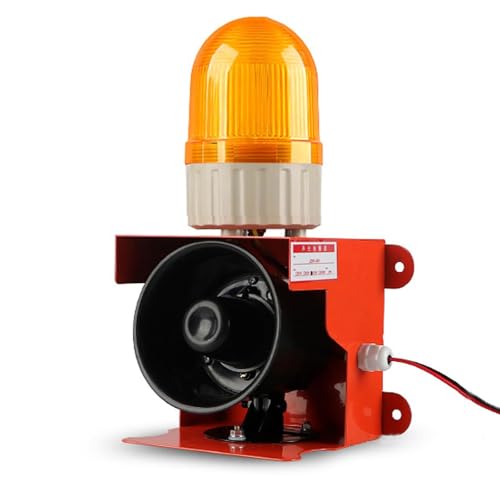 GHRERTX Industrial Sound and Light Alarm Siren,120dB Security Warning Lamp Horn Tower,IP55 Waterproof LED Strobe Light for Factories, Terminals, Security Home Alarm(Yellow,24V)