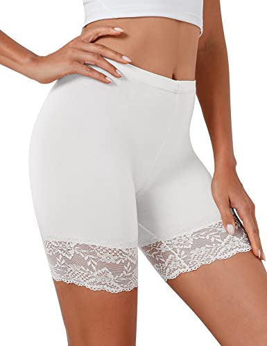 Tuopuda Pantaloncini Sottogonna Donne Estivi Fasce Antisfregamento Cosce Culotte Leggings Corti Sportivi Mutande Shorts Slipshort Elasticizzato Intimo Pantaloncini sotto Vestiti, Bianca, XXL