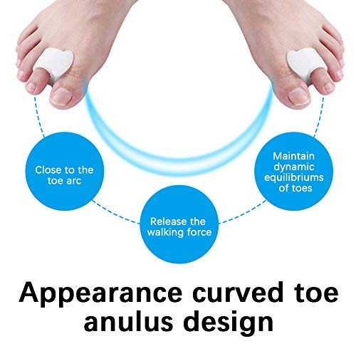FastUU Corretor de joanetes, 5 pares de protetores de dedos brancos reutilizáveis para dedos sobrepo