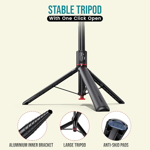 Image of WeCool Auto Pop Open Long Selfie Stick with 360 Degree Rotational Mobile Holder, Magnetic Remote with ABS+Aluminum Body,Selfie Stick extendable Upto 69 Inches