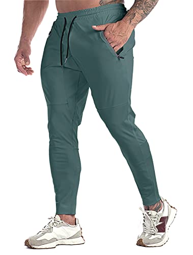 Halfword Pantalones Deporte Hombre Pantalones Deportivos Chándal Jogger Bolsillos de Cremallera Chándal Secado Rápido Gimnasio Correr Verde XL Cover
