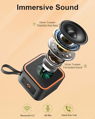 Portable Bluetooth Speaker, Wireless Speaker with Lights, Built-in Mic Bluetooth 5.3, Portable Wireless Up to 10H Playtime, Powerful Crystal Clear Punchy Bass, for Home/Outdoor/Party/Birthday Gift