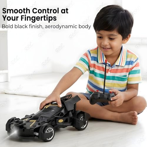 Image of Cable World Remote Control Car with Smoke Spray Effect, 10 Feet Range,LED Lights & Rechargeable Battery | 2.4GHz RC Toy Car with Mist Function, Drift & 360 Action | Kids Toy Car for Kids