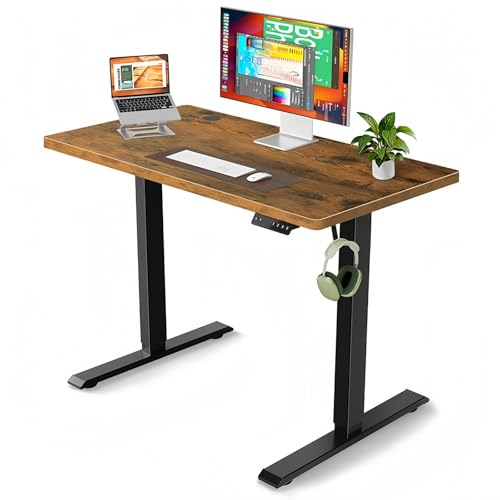 haoyunshengyi 電動式スタンディングデスク 昇降デスク 高さ調節 パソコン 人間工学 ゲーミングデスク 電動 スタンディング 昇降式 テレワーク オフィスデスク 在宅ワーク (虎皮パネル + 黒フレーム,1400*600*15mm) [並行輸入