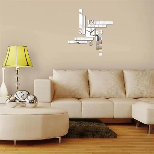 Reloj de pared moderno DIY con pegatina 3D rectangular decorativa negra 7