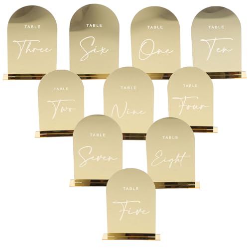 Cartes de table en acrylique or Angoily pour mariage et anniversaire x10