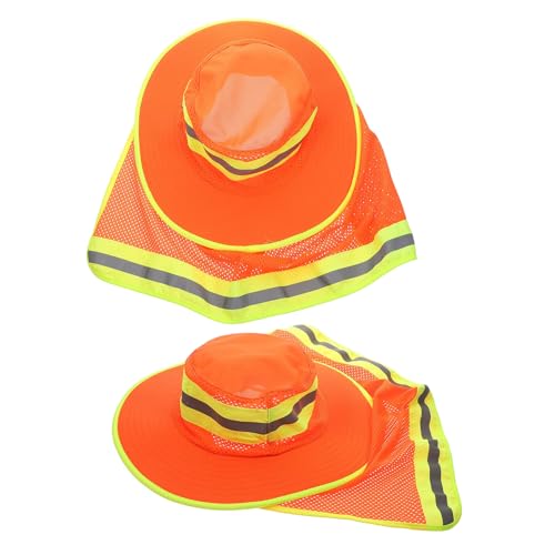 Chapeau de pêcheur unisexes orange pare-soleil avec protection nuque et jugulaire réglable
