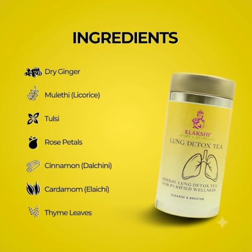 Image of Lung Detox Herbal Tea Bags - Respiratory Wellness & Immunity Support, Herbal Green Tea with Tulsi, Mulethi & Ginger, Soothing Ayurvedic Blend, Biodegradable Cotton Tea Bags (Pack of 2)