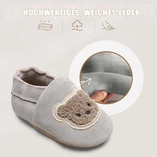 IceUnicorn Baby Lauflernschuhe Krabbelschuhe Baby Mädchen Jungen Lederpuschen Weicher Leder Wildledersohlen Lederschuhe Babys – Bild 3