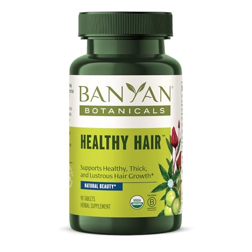 Banyan Botanicals Healthy Hair Tablets – Organic Hair Supplement with Amla & Bhringaraj – Ayurvedic Hair Care for Healthy, Thick & Lustrous Hair* – 90 Tablets – Non GMO Sustainably Sourced Vegan