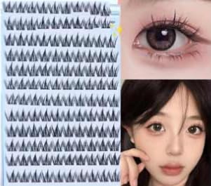 つけまつげ 部分用 接着剤不要 のり不要 つけまつ毛 落ちにくい 選べる16タイプ 10列 自然 束感 ナチュラル 初心者 簡単装着 アイラッシュ アイメイク 長持ち 耐久性が高い