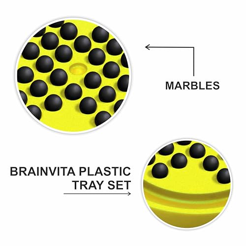 Image of Ankit Toys & Games Brainvita Marble Solitaire Puzzle Board Game for Kids Adults 6+ Years Peg Strategy Brain Teaser Educational Toy with Glass Marbles Travel Friendly Family Game (Yellow)