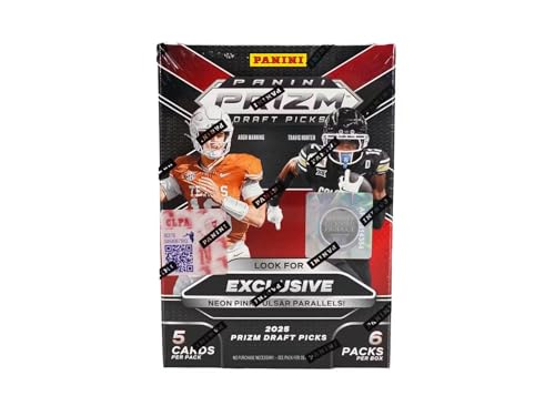 2025 Panini Prizm Draft Picks Football 6-Pack Hobby Blaster Trading Card Box (1 Silver Prizm Per Box)