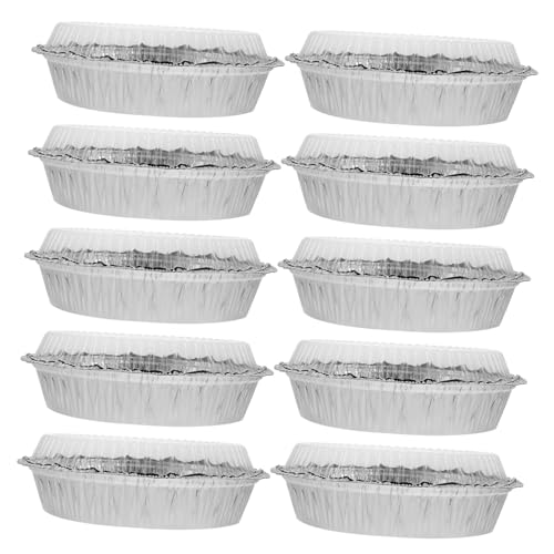 LOLIPPYY 50セット 食品グレードアルミホイル使用 蓋付き使い捨てローストトレイ 透明カバー付きスタッカブルパン 冷蔵庫 オーブン対応 家用