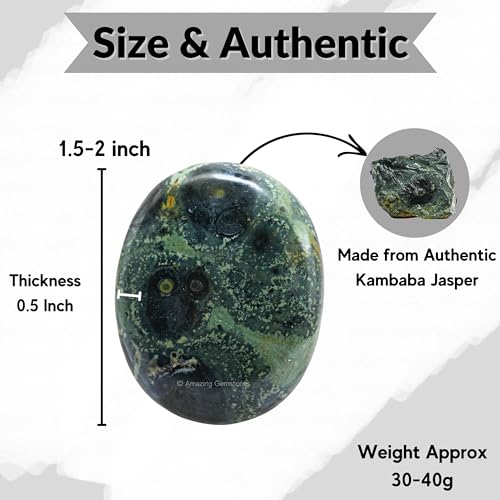 Image of Amazing Gemstone Kambaba Jasper Crystals and Healing Stones - Large Palm Stone Crystals Piedra - Crystal for Good Luck, Balanced Positive Energy, Meditation - Unique Stocking Stuffers, Gifts for Women