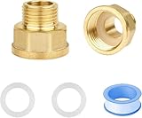 2er-Set Messing Reduzierstück AG 1 Zoll IG x AG 1/2 Zoll Außengewinde mit Dichtung für Wasserleitung, Sanitär & Garten