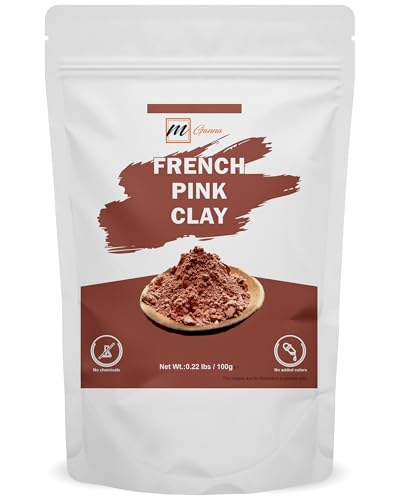 mGanna 100% Natural French Pink Clay Powder for DIY Facial Masks Creams Soft Peels and Scrubs and Soap Making (100 g (Pack of 1))