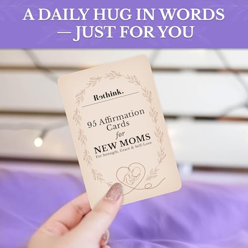 Image of Rethink 95 Affirmation Cards for New Moms - Daily Support Deck for Strength, Grace, Self-Love and Mindful Motherhood - Thoughtful Gift for First-Time and Experienced Moms