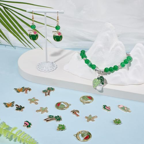 Pendentifs pour la fabrication de bijoux d'été : 60 charms en émail vert