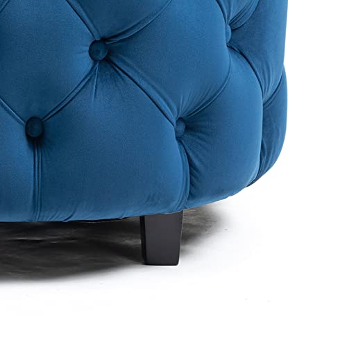 Sillón redondo moderno terciopelo azul miniatura 6