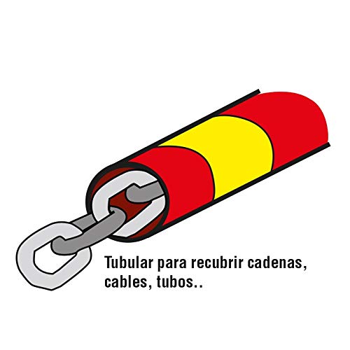 Ponsa, Cinta Tubular para señalización de barreras de caminos, 10m longitud, 60 mm de ancho