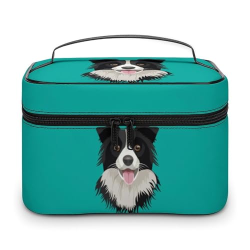 メイクボックス コスメ収納 大容量 ボーダー・コリー 化粧ポーチ 化粧品入れ メイク収納ケース 軽量 持ち運び アクセサリー 小物入れ おしゃれ 旅行 出張用 プレゼント