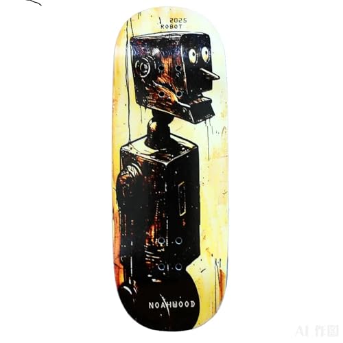 NOAHWOOD 15s PRO Fingerboard Deck (5-Layer Colour Maple Wooden Pro Concave 35 x 98mm Handmade Deck + 2 Grip Tape) Robot
