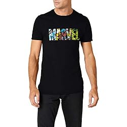 MARVEL Comic Strip Logo T-Shirt Camiseta, Negro (Black), Large para Hombre
