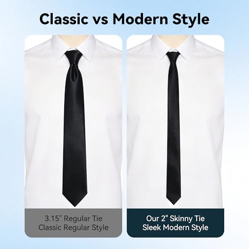Image of Skinny Tie Men Women 2 inch (5CM) Slim Necktie Solid Thin Ties Formal