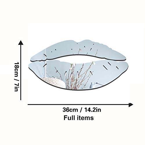 Cunya 2 Sets 3D Large Lips Mirror Wall Stickers, Kiss Shape Wall Art Decals, Acrylic Diy Self-Adhesive Wallpaper Murals For Bedroom, Living Room, Bathroom Home Decor (Silver) #TOP1