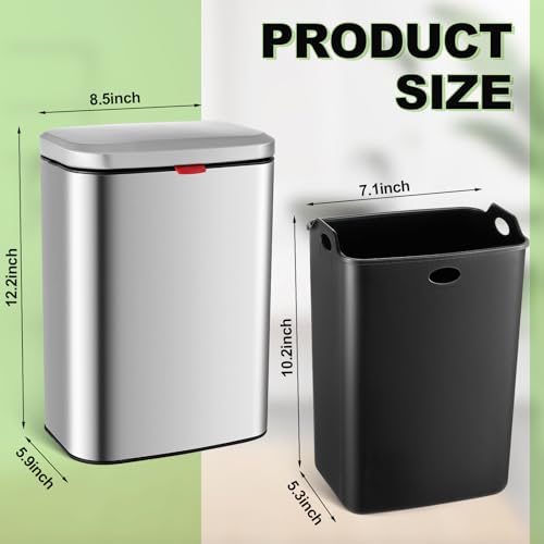 Image of Tioncy Sanitary Napkin Receptacle Wall Mounted Tampon Holder Feminine Hygiene Disposal Container with Removable Inner Bucket Stainless Steel Tampon Disposal Bin Trash Can for Bathroom Restroom Home