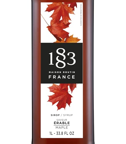 Image of 1883 Maple Syrup for Drinks, Made in France, 1 Liter Glass Bottle