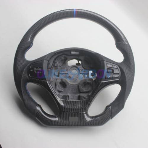 Replacement D Shape Leather Real Carbon Fiber Steering Wheel Compatible With BMW F20 F21 F30 F31 F34 F35 F36 1 3 Series 2011-2019 (B Style With Button No Paddle)