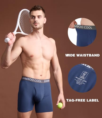 Image of BAMBOO COOL Men's Ultra ComfortSoft Underwear, Moisture Wicking & Breathable No Ride Up Boxer Briefs with Fly, Multipack