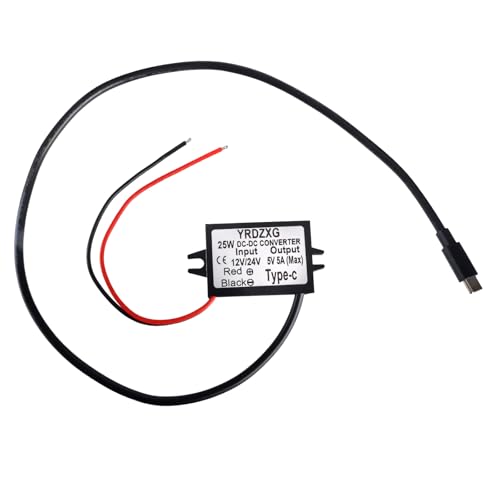 DC-DC 12V/24V to 5V 5A 25W Buck Converter Type-C Output Power Adapter Suitable for 10-32V Input Buck Modules in Cars Trucks and Motorcycles