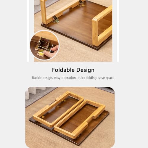 Table basse pliable gain de place en bambou pour baie vitrée - 6