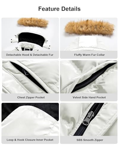 Image of Pursky Men's Puffer Jacket Waterproof Winter Bubble Coats Ski Parka Fur Hooded
