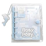 Ifukens スクラップブックキット シール帳 透明 女の子 はがせる m5 バインダー シール手帳 クリアバインダー 5穴 収納 推し活グッズ スクラップブッキングセット 70ページクリアフォトアルバム 付箋ステッカー カードチャーム 思い出保存 旅行結婚式学校用 (ブルー)