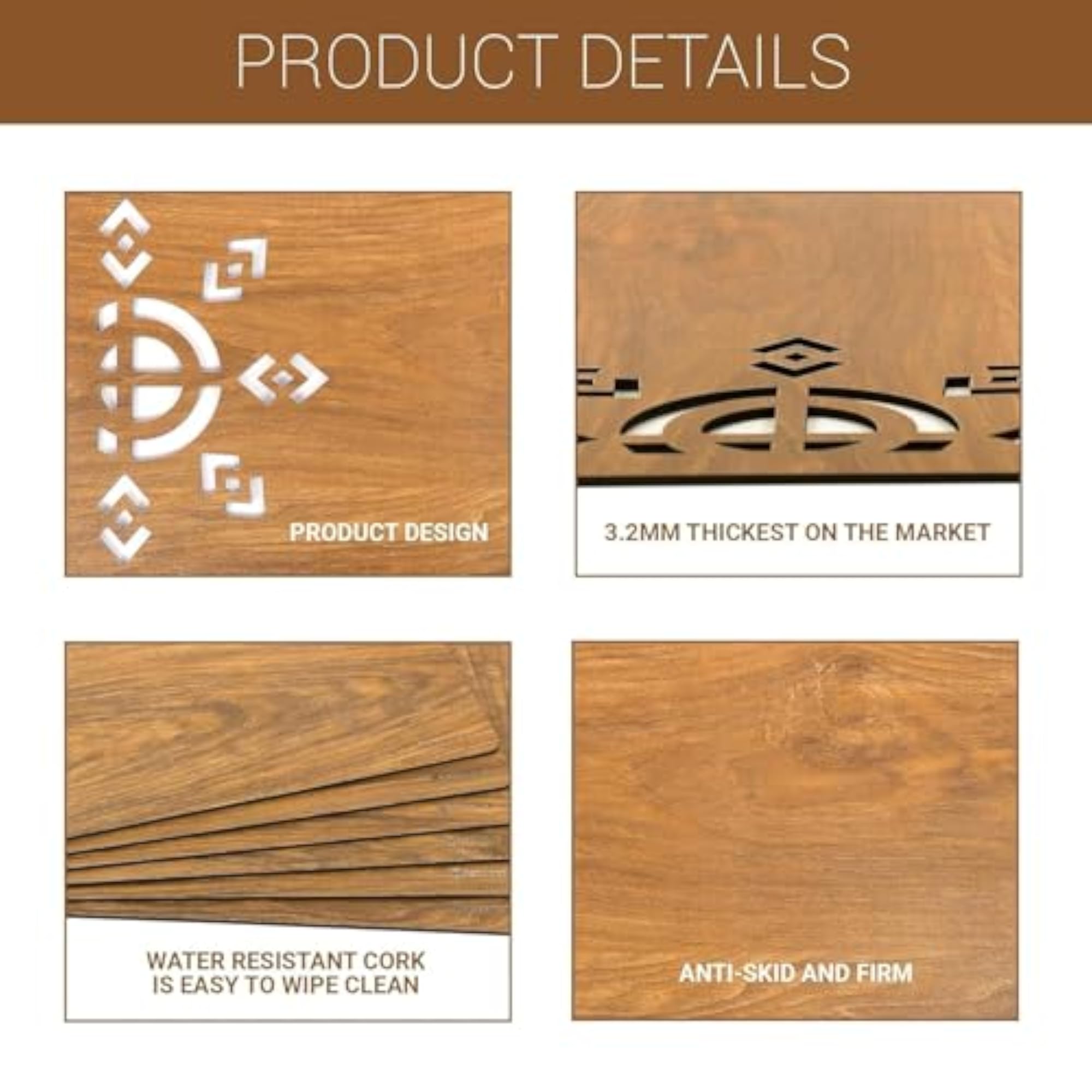 Heat Resistant Waterproof Wooden Placemats Set
